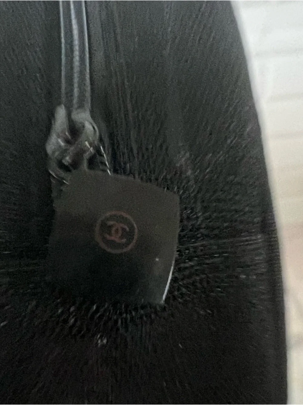 CHANEL Black Round Mesh Cosmetic Zip Bag.